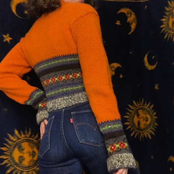 Free People Handknit Cropped Patterned Cardigan - Picture 2 of 8